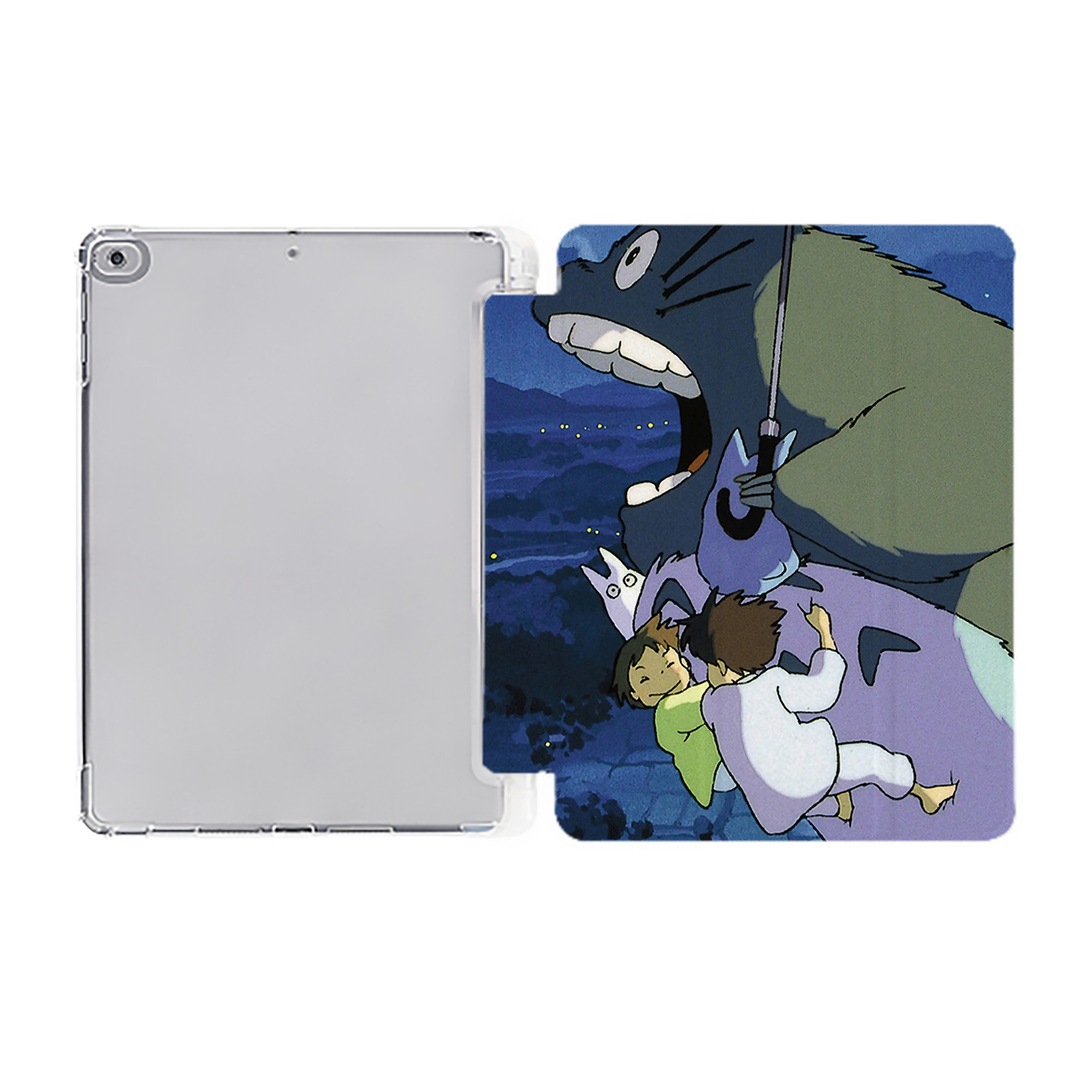 （画像用） となりのトトロ 草壁メイ 草壁サツキ My Neighbor Totoro Satsuki Kusakabe Mei Kusakabe IPad ケース ペン収納付き 三つ折りスタンド PUレザー×シリコン 対応機種9.5/10.5/10.9インチ
